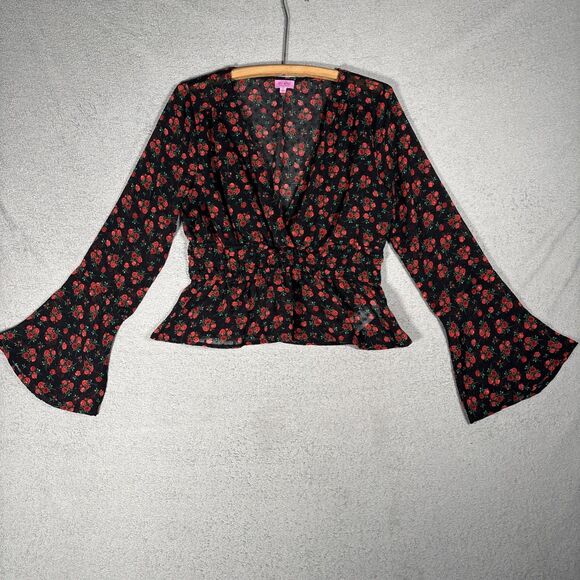 Mi Ami Francescas Top Size L Babydoll Rose Sheer Whimsigoth Dark Fairy Witchy - Picture 1 of 14